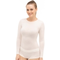 Koszulka damska z długim rękawem Brubeck Comfort Wool kremowa - XL