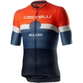 Koszulka rowerowa Castelli Milano pomarańczowo-granatowa