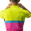 Koszulka rowerowa Castelli A Blocco żółto-różowa