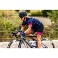 Koszulka rowerowa damska Rogelli Stripe granatowa - L