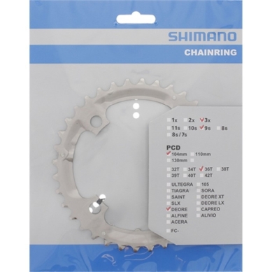 Tarcza mechanizmu korbowego Shimano Deore FC-M590 / M532 (36T) srebrna