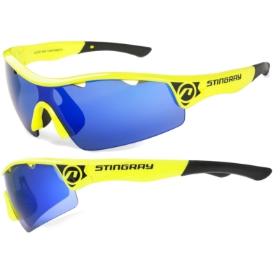 Accent Stingray Okulary rowerowe żółto czarne niebieskie soczewki