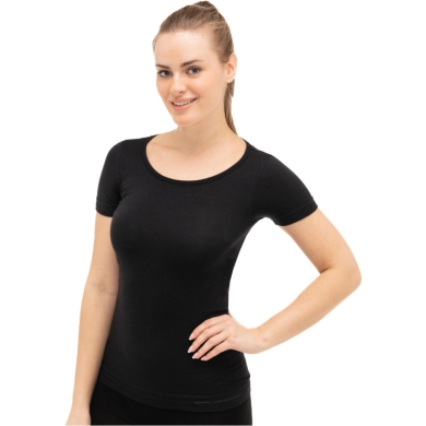 Koszulka damska z krótkim rękawem Brubeck Comfort Wool czarna