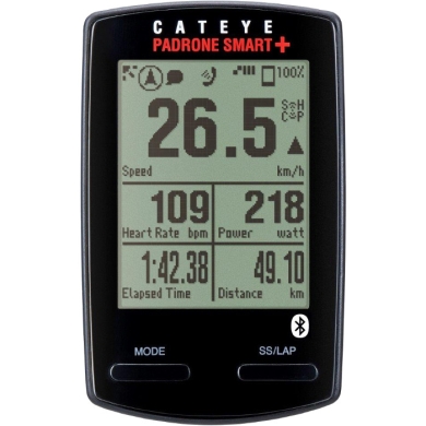 Licznik rowerowy bezprzewodowy Cateye Padrone Smart Plus czarny + czujnik kadencji i pulsu