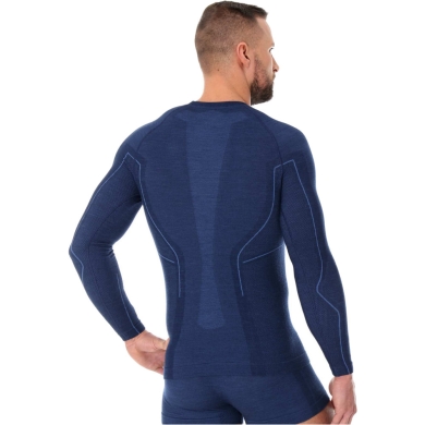 Koszulka z długim rękawem Brubeck Active Wool granatowa