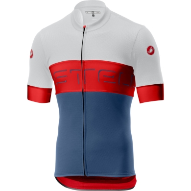 Castelli Prologo VI Koszulka rowerowa oddychająca ivory czerwony light steel blue