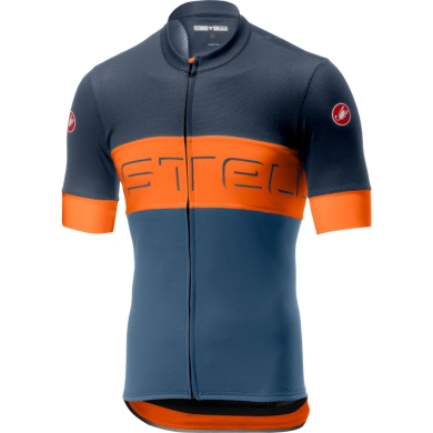 Castelli Prologo VI Koszulka rowerowa oddychająca dark light steel blue pomarańczowy