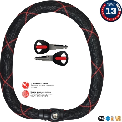 Łańcuch Abus Ivy Chain 9100 czarno-czerwony
