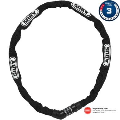 Abus Steel O Chain 4804C Zapięcie rowerowe łańcuch na szyfr czarny