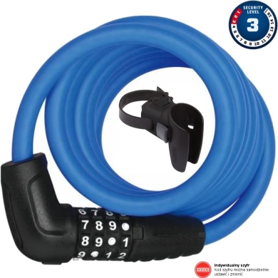 Abus Numero 5510 180cm Zapięcie rowerowe linka na szyfr blue + SCMU