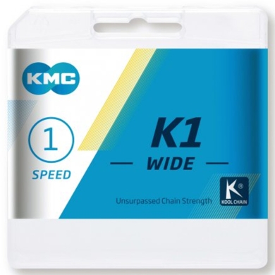 KMC K1 Wide Łańcuch 1 rzędowy 110 ogniw srebrno czarny + spinka
