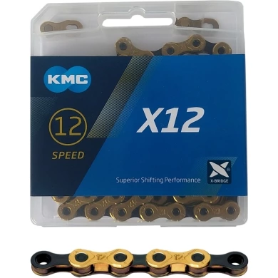 Łańcuch KMC X12 Ti-N złoto-czarny