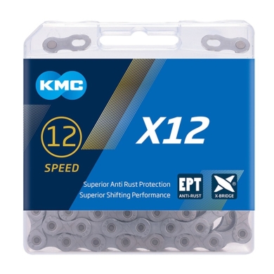 KMC X12 Ti-N EPT Łańcuch 12 rzędowy 126 ogniw + spinka srebrny