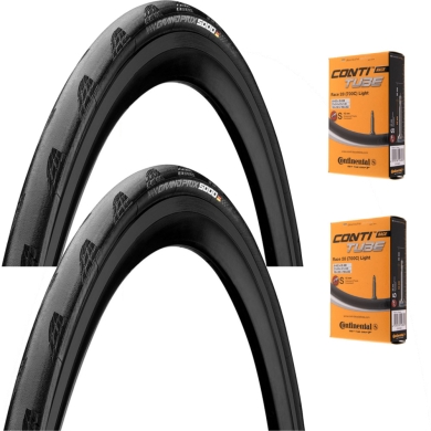 Zestaw opon Continental Grand Prix 5000 + dętki Race Light Presta 42 mm zwijane