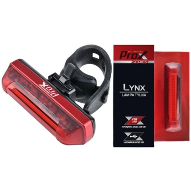 ProX Lynx Lampka rowerowa tylna COB LED 40 Lm aku USB