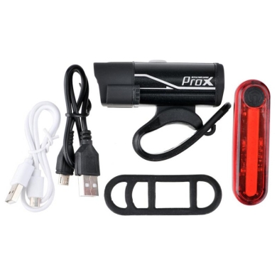 ProX Hydra SET Zestaw lampek rowerowych CREE 400 Lm aku USB