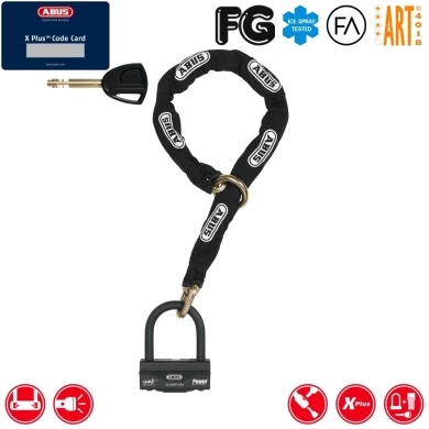 Abus Granit 58 12KS Black loop Zapięcie U lock z łańcuchem czarne