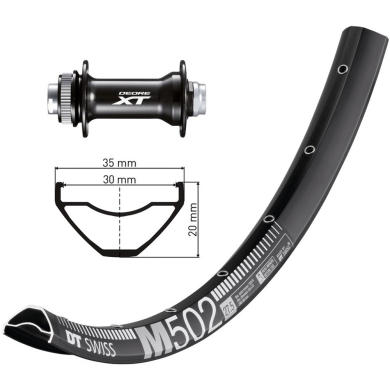 DT Swiss M502 29" 15x110mm Shimano Deore XT HB-M8010 Koło przednie