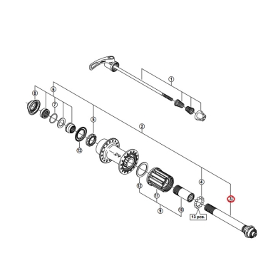 Oś piasty tylnej Shimano FH-M770 / 775 / 970 / M785 / WHM785