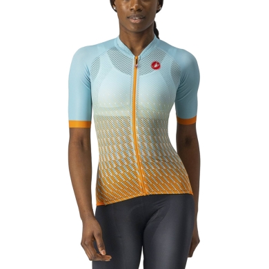 Koszulka rowerowa damska Castelli Climbers 2.0 niebiesko-pomarańczowa