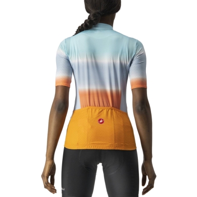 Koszulka rowerowa damska Castelli Dolce pomarańczowo-niebieska