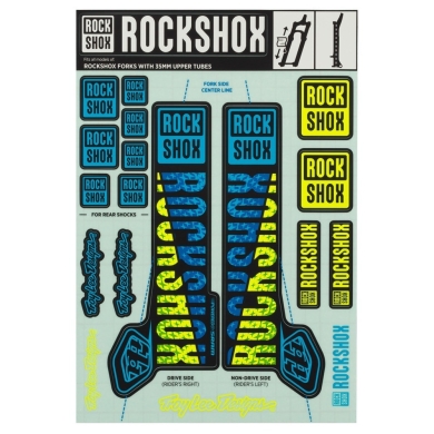 Naklejki Rock Shox Troy Lee 35mm niebiesko żółte