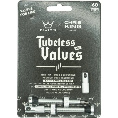 Zestaw wentyli Peatys x Chris King tubeless srebrne