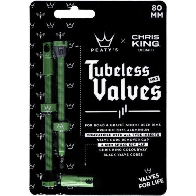 Zestaw wentyli Peaty's x Chris King tubeless zielone