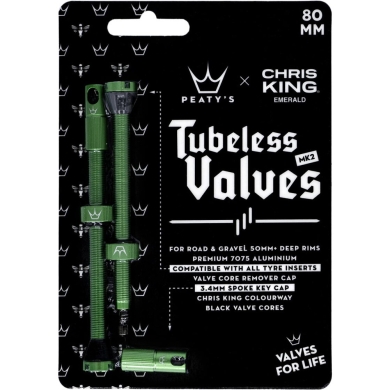 Zestaw wentyli Peatys x Chris King tubeless zielone