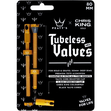Zestaw wentyli Peaty's x Chris King tubeless złote