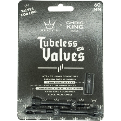 Zestaw wentyli Peatys x Chris King tubeless czarne