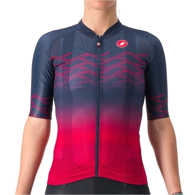 Koszulka rowerowa damska Castelli Climbers 2.0 niebiesko-czerwona
