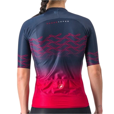 Koszulka rowerowa damska Castelli Climbers 2.0 niebiesko-czerwona