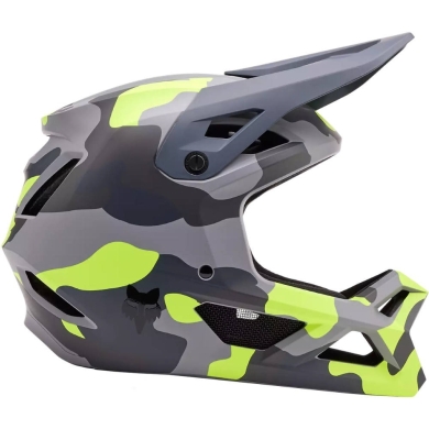 Kask rowerowy Fullface Fox Rampage Camo MIPS szaro-limonkowy