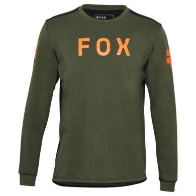 Koszulka rowerowa z długim rękawem dziecięca Fox Junior Ranger Aviation zielona