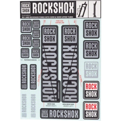 Naklejki na amortyzator Rock Shox 30/32 mm szare