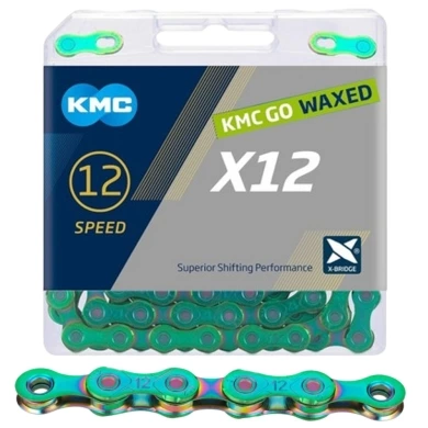 Łańcuch KMC X12 Aurora Green Waxed