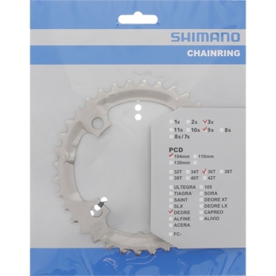 Tarcza mechanizmu korbowego Shimano Deore FC-M590 / M532 (36T) srebrna
