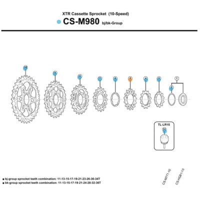 Koronka kasety Shimano XTR CS-M980 - 13z