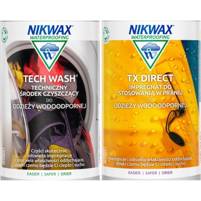 Zestaw pielęgnacyjny do odzieży technicznej Nikwax Tech Wash + TX Direct Wash In - 2 x 1000ml