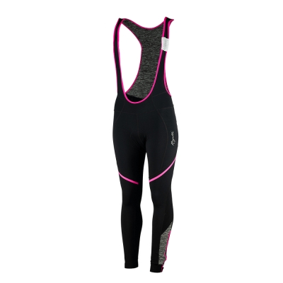 Spodnie rowerowe damskie z szelkami Rogelli Carou 2.0 czarno-różowe - XS