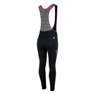 Spodnie rowerowe damskie z szelkami Rogelli Carou 2.0 czarno-różowe - XL