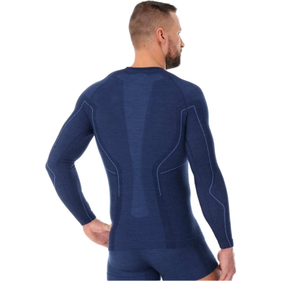 Koszulka z długim rękawem Brubeck Active Wool granatowa