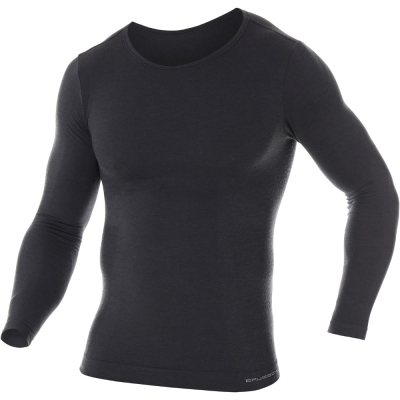 Koszulka termoaktywna z długim rękawem Brubeck Comfort Wool grafitowa - XL