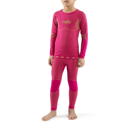 Komplet bielizny termoaktywnej dziecięcej Viking Kids Riko różowy - 128-140cm