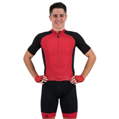 Koszulka rowerowa Rogelli Ray czarno-czerwona - XXL