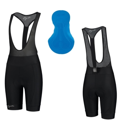 Spodenki rowerowe damskie z szelkami Rogelli Detach czarne - XL