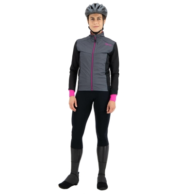 Bluza rowerowa damska Rogelli Contenta szaro-różowa - XS