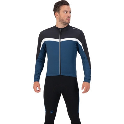 Koszulka rowerowa z długim rękawem Rogelli Course niebiesko-czarna - XXL
