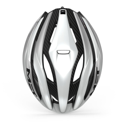 Kask rowerowy MET Trenta 3K Carbon MIPS biało-srebrny